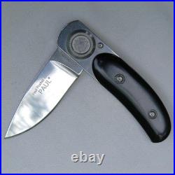 LONE WOLF, USA rare 2003 Paul Pocket Knife, black micarta handle UNUSED