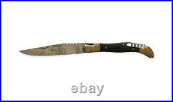 Laguiole Bougna Pocket Knife Corkscrew Emerald Green Woodgrain Brass Ends RARE