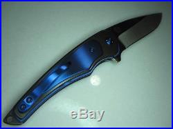 Les Voorhies Black Zirconium Blue Titanium Faisal Yamin Simplex Flipper Knife