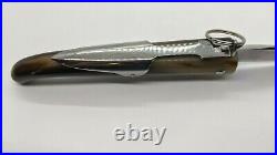 Lg J Mongin Custom Handmade Folding Pocket Hunting Knife Horn Handle Ring Lock