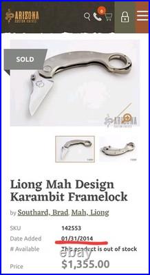 Liong Mah Design /Brad Southard Collaboration Custom Handmade Krambit Knife RARE