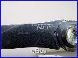 Lone Wolf Paul Knife Presto 2.4 Damascus Blade and Black Pearl Handle LWLM231