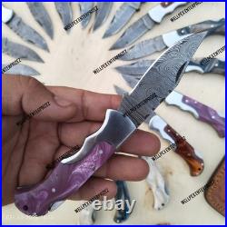Lot Of 20, Handmade Damascus Steel Folding Knives, Pocket knives Withsheaths (WPX)