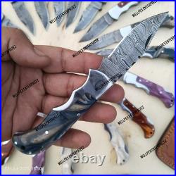 Lot Of 20, Handmade Damascus Steel Folding Knives, Pocket knives Withsheaths (WPX)