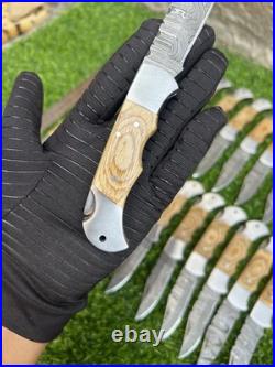 Lot Of 24 Pieces Handcrafted Back Lock Damascus steel Outdoor Folding Knife Lot Of 24 Pieces Handcrafted Back Lock Damascus steel Outdoor Folding Knife