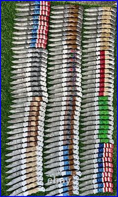 Lot Of 60 Pieces Handcrafted Back Lock Damascus steel Outdoor Folding Knife