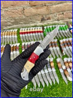 Lot Of 60 Pieces Handcrafted Back Lock Damascus steel Outdoor Folding Knife