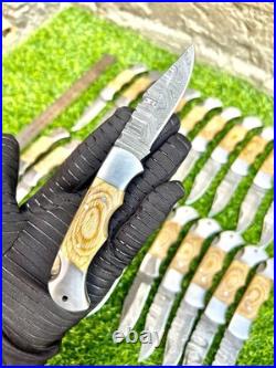 Lot Of 60 Pieces Handcrafted Back Lock Damascus steel Outdoor Folding Knife