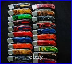 Lot of 20 Custom Handmade Damascus Steel Mix Folding & Pocket Knives From USA