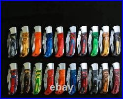 Lot of 20 Custom Handmade Damascus Steel Mix Folding & Pocket Knives From USA