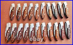 Lot of 20 PCS Damascus handmade Back Lock Folding Pocket knife camping Hunting