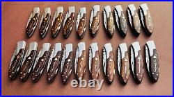 Lot of 20 PCS Damascus handmade Back Lock Folding Pocket knife camping Hunting