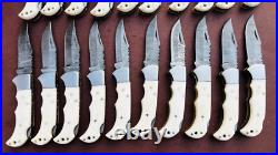 Lot of 20 PCS Damascus handmade Back Lock Folding Pocket knife camping Hunting