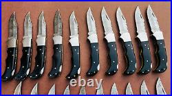 Lot of 20 PCS Damascus handmade Back Lock Folding Pocket knife camping Hunting