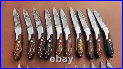 Lot of 20 PCS Damascus handmade Back Lock Folding Pocket knife camping Hunting