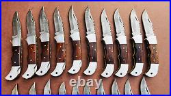 Lot of 20 PCS Damascus handmade Back Lock Folding Pocket knife camping Hunting