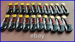 Lot of 20 PCS Damascus handmade Back Lock Folding Pocket knife camping Hunting