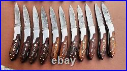 Lot of 20 PCS Damascus handmade Back Lock Folding Pocket knife camping Hunting