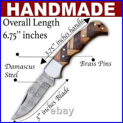 Lot of 20 Pcs Handmade Damascus Steel Folding Knives, Pocket Knives With Sheaths
