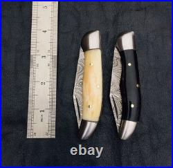 Lot of 30 Custome Handmade Damascus Steel folding knife with bone & horn handle