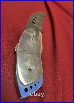 Loyd McConnell Baby Bear Claw Custom Damascus Linerlock Titanium/Sterling Siver