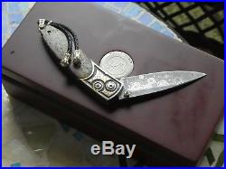 Luxury Custom William Henry Titanium Damascus Folder Pocket Knife Vintage Knives