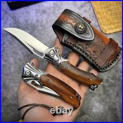 M390 Blade Folding Knife Tactical Flipper Ceramic Ball Bearing Blood Grooved