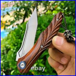 M390 Blade Folding Knife Tactical Flipper Ceramic Ball Bearing Blood Grooved