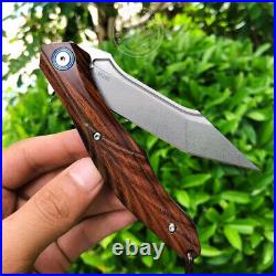 M390 Blade Folding Knife Tactical Flipper Ceramic Ball Bearing Blood Grooved