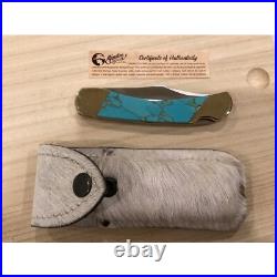 Michael Prater Custom Knife Turquoise Handle D2 Steel Blade Collectible