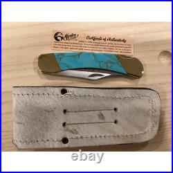Michael Prater Custom Knife Turquoise Handle D2 Steel Blade Collectible