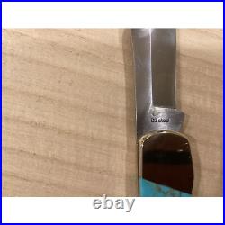 Michael Prater Custom Knife Turquoise Handle D2 Steel Blade Collectible