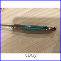 Michael Prater Custom Knife Turquoise Handle D2 Steel Blade Collectible