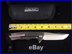 Michael Zieba Custom GAS MASK SKULL Titanium Flipper Knife Copper Spacer MINT