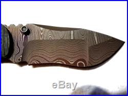 Mick Strider Knife, RC, Custom Made, Brown Damascus