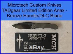 Microtech Marfione Custom Knife Anax TAD Gear Folder Bronze Body DLC Blade
