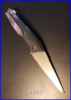 Mike Franklin Hawg Custom Folding Knife Black with Purple Liners A BEAUTY