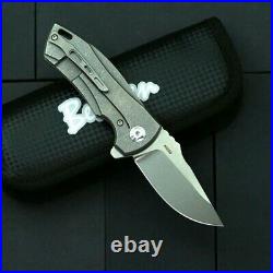 Mini Drop Point Folding Knife Pocket Hunting Survival M390 Steel Titanium Handle