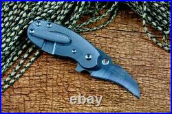 Mini Karambit Folding Knife Pocket Hunting Survival 14C28N Steel Titanium Handle