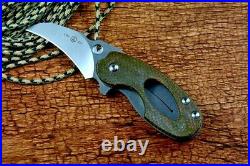 Mini Karambit Folding Knife Pocket Hunting Survival 14C28N Steel Titanium Handle