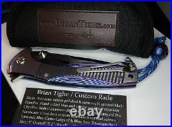 Mint Brian Tighe Knives Rade Push Button Machined Titanium Blue Purple Knife
