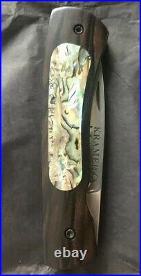 Mint Robert Bob Kramer Mini Folder Folding Knife Inlaid Mother Of Pearl Engraved