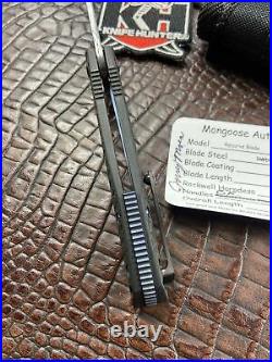 Mongoose Recurve Damasteel Carbon fiber Flipper Knife