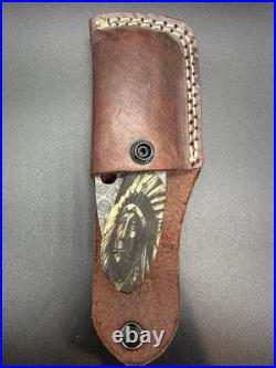 Montana Territory Damascus Indian Chief Folding Knife