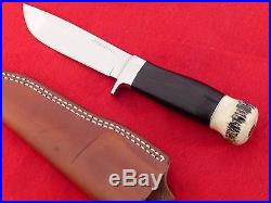 Morseth USA 1991 custom hand made stag pommel mint 9 fixed blade knife & sheath
