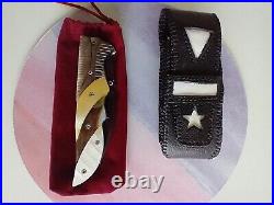 Mother of pearl custom collectable hand made Damascus folding knives