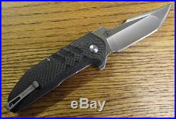 NEW Brous Blades STRIFE Flipper Knife SATIN D2 Carbon Fiber 1000 Made CHOICE S/N