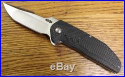 NEW Brous Blades STRIFE Flipper Knife SATIN D2 Carbon Fiber 1000 Made CHOICE S/N