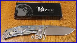 NEW Kizer 5404A1 Flipper Blue Titanium Black G10 S35VN Satin Drop Point Blade