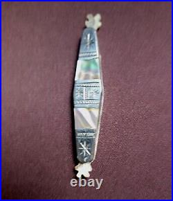 Native American Navajo Sterling Silver Folding Knife, Antique/Vintage Bone Blades